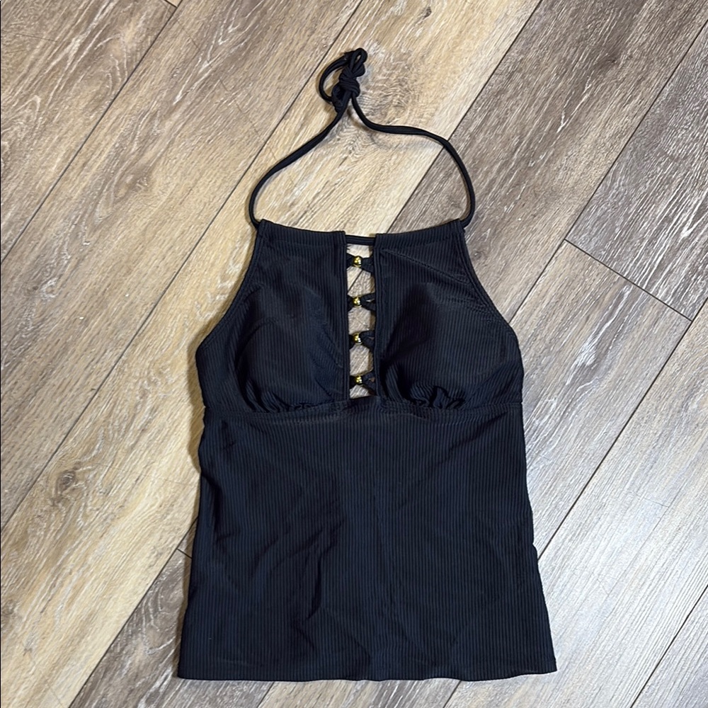 Salt + Cove Black Sleeveless Cut Out Swim Tank